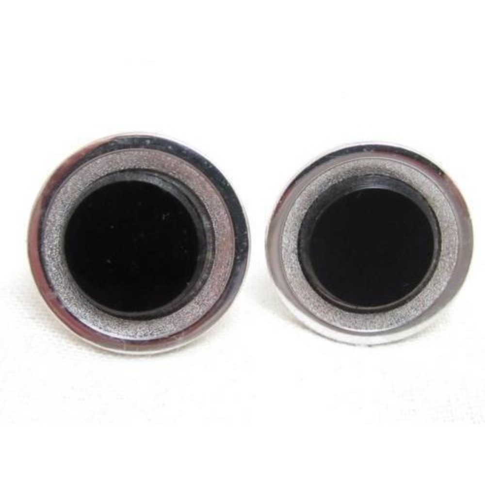 Vintage Silver Plated Black Cabochon Signed Hickok Cufflinks Men's Jewelry